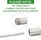 TAISHER 2PCS 304 Stainless Steel Pipe Fittings, 1/2" NPT Male Threaded, 12" Length Weld Nipple Cast Pipe