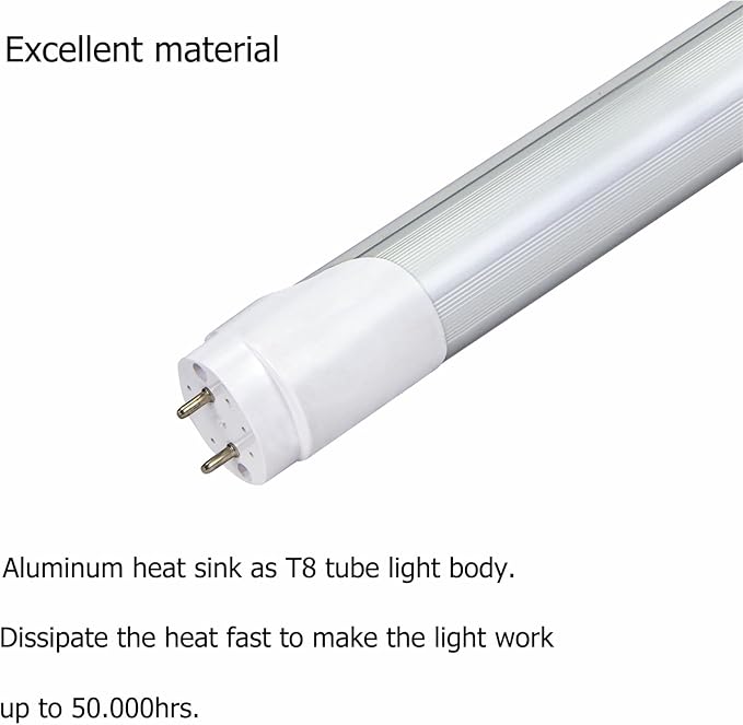 T8 2 Foot LED Tube Lights,20W 2000lm,G13 Bi-pin Base,24 inches End to End,F17T8 F18T8 Fluorescent Tubes Replacement,White 6500K 2ft LED Bulbs,Ballast Bypass,Dual-Powered for Cabinet,Pack of 10