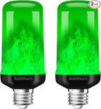 Flame Light Bulbs, 4 Modes LED Flame Effect Light Bulb, E26 Base Flickering Light Bulb with Gravity Sensor,Flickering Light Bulbs Halloween Home Party (Green-2 Pack), AF240301A