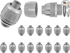 16-Pack NPT 1/2 Inch Liquid Tight Connector Non-Metallic PVC Electrical Flexible Conduit Fittings, UL Listed - 180 Degree Straight, Grey