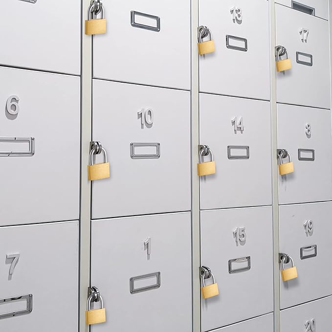 Kenning 16 Pcs Solid Keyed Alike Padlocks 1.18" Solid Brass Padlock with Key Weatherproof Luggage Locks Suitcase Lock Wide Body with Hardened Steel Shackle for Sheds, Storage Unit, Gym Fence