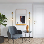 KCO Lighting Modern Plug in Wall Sconce Set of 2 Gold Glass Globe Bathroom Wall Sconce Mid Century Adjustable Wall Lamp Plug in for Corridor Bedroom Entryway (Amber & 2-Pack)