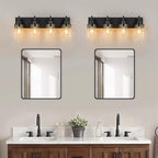 GoYeel Bathroom Light Fixtures Over Mirror, Matte Black Vanity Light 4 Light Wall Sconce Lighting Indoor Farmhouse Bathroom Lamp with Clear Glass Shade for Bedroom Living Room Hallway Kitchen