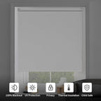 ALLBRIGHT 100% Blackout Roller Blinds Woven Shades with Striped Jacquard, Cordless Window Shades, UV Protection Fabric, Easy-Install for Indoor Home & Office, Dark Blue, 38" W x 72" H