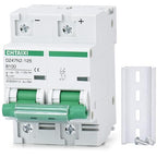 12V-110V DC Miniature Circuit Breaker, 100 Amp 2 Pole Battery Breaker Protector for Solar PV System and RV, Thermal Magnetic Trip, DIN Rail Mount, High Current DC Disconnect Switch MCB 2P B100