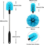 2-in-1 Stainless Steel Long Handled Water Bottle Brush, Multi-Purpose Bottle Scrubbing Brush, Soft Bottle Brush, Glassware Brush, Water Bottle Cleaner with Removable and Replaceable Brush Heads 15 in