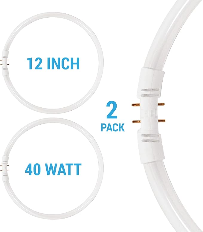 KOR (Pack of 2) FC40T5/-12 T5 Flurescent Circline - 40 Watt - 2GX13 Base - (FC12T5) (4100K - (Cool White))