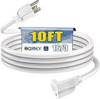 10ft Outdoor Extension Cord - 16/3 Heavy Duty SJTW Waterproof White Electrical Cable with 3 Prong Grounded Plug for Safety, Great for Lawn and Major Appliances