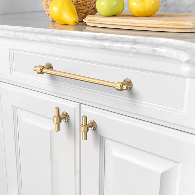 Amerdeco 10 Pack Champagne Bronze Cabinet Pulls 7.5 Inch(192mm) Hole Center Drawer Pulls Cabinet Hardware Kitchen Cabinet Handles for Bathroom Dresser Pulls ZH0069