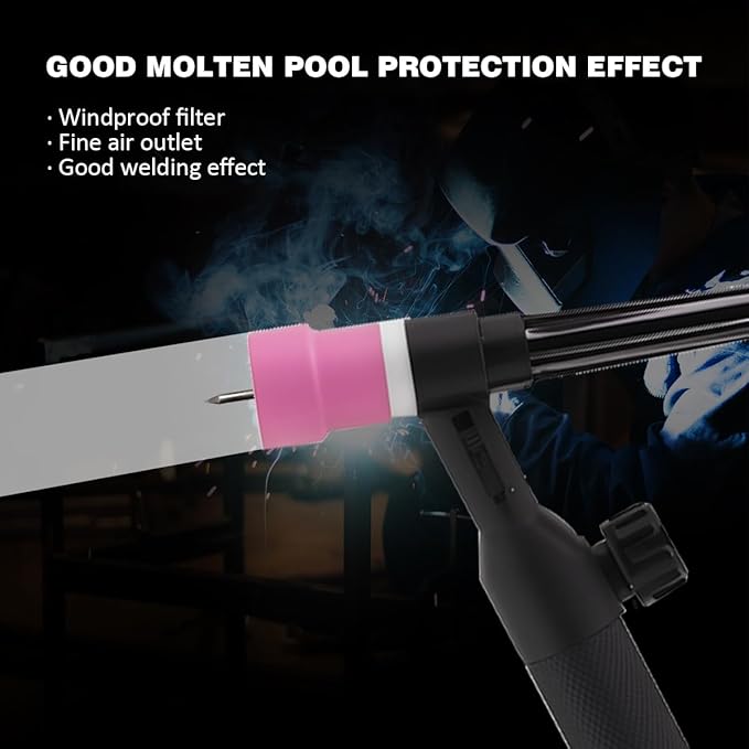 2pcs #12 TIG Welding Cup Pink Ceramic Cup 3/32'' Diffuser for WP-9 WP-20 WP-25 Series TIG Welding Torch Accessories