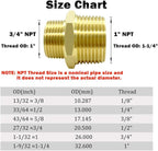 Hooshing 2PCS 1" NPT Male to 3/4" NPT Male Brass Pipe Fittings Reducing Hex Nipples Adapter for Plumbing