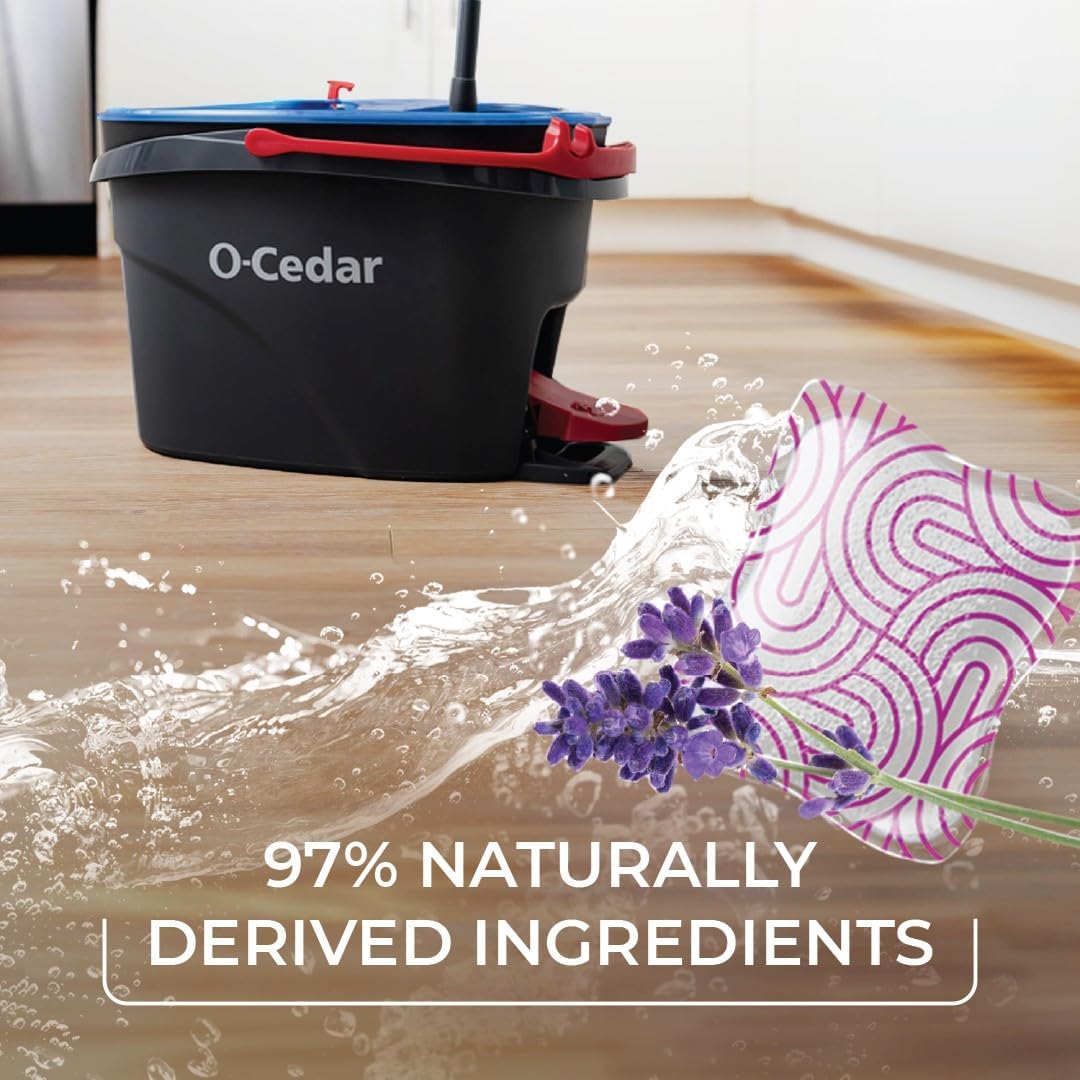 O-Cedar PACS Hard Floor Cleaner, Lavender Scent 10 Count (1-Pack) | Made with Naturally-Derived Ingredients | Safe to Use on All Hard Floors | Perfect for Mop Buckets