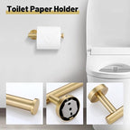 Bathroom Towel Holder Set, 6 Pieces Brushed Gold Towel Bar Bathroom Hardware Accessories Set, SUS304 Stainless Steel Towel Rack Towel Ring Toilet Paper Holder Set Wall Mounted