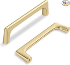 10 Pack 3.75 Inch(96mm) Hole Center Modern Brushed Gold Cabinet Pull Handle Timeless Vanity Drawer Pull Handle Classic Cabinet Hardware for Kitchen Dresser Bathroom, Screws Included, B-Gold(3.75x10)