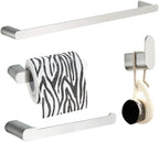 Klabb 4-Pieces Bathroom Hardware Set Brush Nickel Bathroom Accessories Set SUS304 Towel Bar Set with 24" Towel Bar -Nickle Brushed Round Type