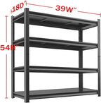 Metal Garage Storage Shelves Heavy Duty Shelving Unit 4 Tier Steel Adjustable Organizing Shelves 2500 LBS Capacity Industrial Shelving Ideal for Garage Tote Pantry Basement Outdoor, 54”Hx39”Wx18”D