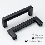 30 Pack Matte Black Cabinet Pulls 3 3/4 Inch Hole Centers Stainless Steel Square Drawer Pulls Black Cupboard Handles Modern Kitchen Cabinet Hardware
