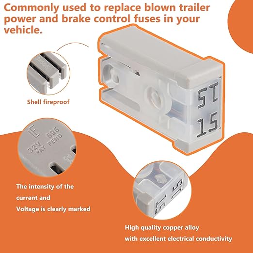 15A 32V Mini Slotted Automotive MCASE Shaped Cartridge Fuse Kit(Pack of 10pcs,15A)