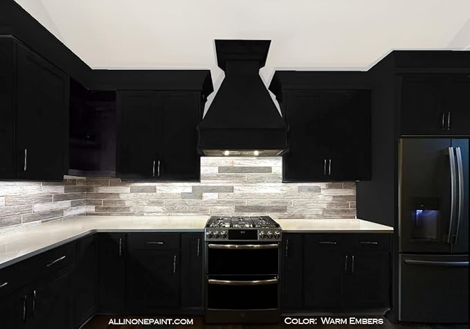 ALL-IN-ONE Paint, Durable cabinet and furniture paint. Built in primer and top coat, no sanding needed. Includes our 30 featured color card - Warm Embers (warm black), 8oz Sample
