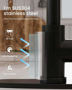 APPASO Black and Gold Kitchen Faucet with Soap Dispenser, Pull Down Kitchen Faucet Commercial Single Handle High Arc Tap for Sink, Farmhouses, RV, Laundry Room, Outdoor