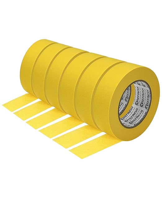 Painters Tape for Cars Vehicles Paint Tape Auto Body Yellow Masking Tape Heat Resistant Automotive Removable No Residue Painting Tape Bulk Set for Paint Booth, 1.41in-60 yards/6rolls