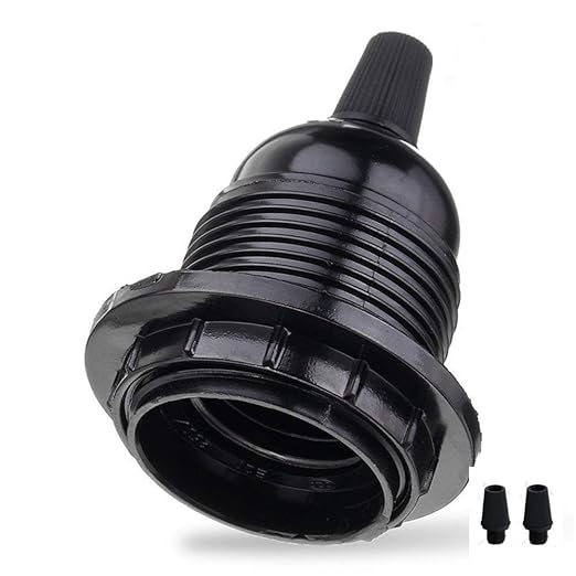 Replacement 2 Pack E26 E27 Bakelite Black Color Medium Base Light Socket Keyless DIY Vintage Style Edison Lamp Holder Insert Light Bulb or Lampshade