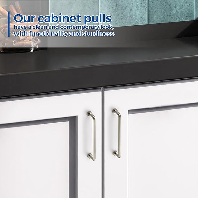 JOY DECOR Cabinet Pulls – 5 Inch Hole Center, Brushed Nickel, 2 Pack, Zinc Alloy Cabinet Handles for Drawers & Cupboard – Vintage Style Hardware for Kitchen, Bathroom, Dresser, Furniture Makeover