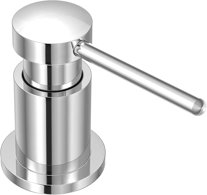 Lava Odoro Chrome Soap Dispenser for Kitchen Sink, Modern Brass Built in Countertop Pump Dispenser with 18 Oz Refillable Bottle, Kitchen Soap and Lotion Dispenser Spot-Free, Chrome, KSD-21