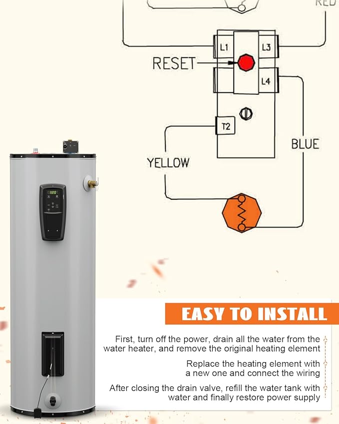 100108283 Water Heater Element Fit for AO Smith ECT 52 55 66 80 120, ECS 30 40 50, ECLN ELJN ECJN 40, ECL 30 50, E6 Electric Water Heater, Replaces 100108284 9000092015 9000092045, 4500W 240V