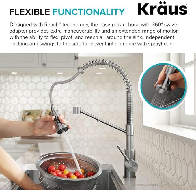 Kraus Bolden 2-in-1 Pull-Down Single Handle Kitchen Sink Filter Water Faucet for Reverse Osmosis or Water Filtration System in Chrome, KFF-1610CH