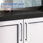 JOY DECOR Cabinet Pulls – 12-3/5 Inch Hole Center, Matte Black, 5 Pack, Zinc Alloy Cabinet Handles for Drawers & Cupboard – Vintage Style Hardware for Kitchen, Bathroom, Dresser, Furniture Makeover