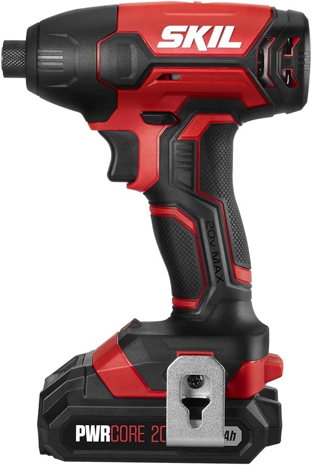 SKIL 4-Tool Kit: 20V Cordless Drill Driver, Impact Driver, Reciprocating Saw and LED Spotlight, Includes Two 2.0Ah Lithium Batteries and One Charger - CB739601, White