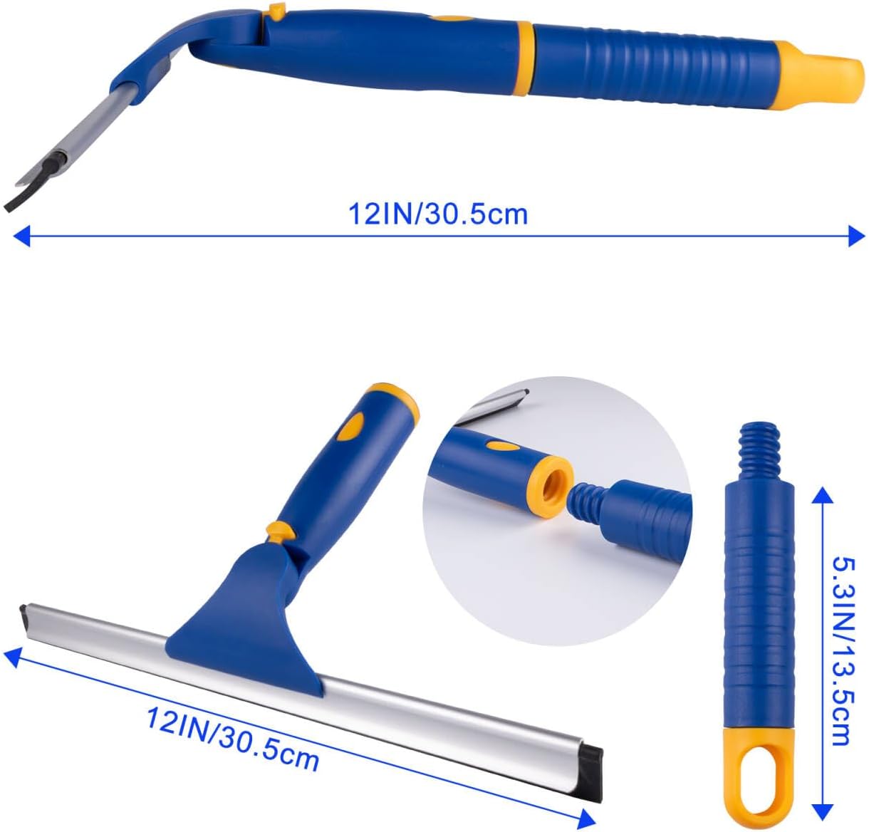 ITTAHO Swivel Shower Squeegee for Glass Doors, All-Purpose Anti-Slip Window Squeegee with 2 Blades, Window Cleaner Tool Bathroom Squeegee for Shower Doors, Tile Shower Walls，Mirrors,Car Windshields
