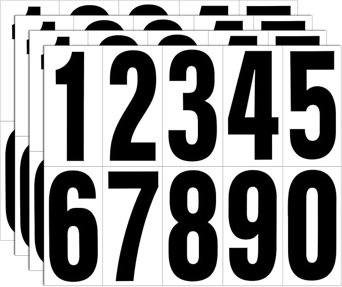 Reflective Number Stickers, 4 Sets 3 Inch Vinyl Waterproof Black Mailbox Numbers for Outside, Strong Self-Adhesive House Numbers Decals for Mailbox Door Signs Trucks