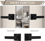 Probrico 6 Pack Entry Door Lever with Lock and Key,Entrance Door Handles for Office and Front Door,Matte Black Door Knobs Keyed Alike Same Key Lockset (Each with 3 Keys)