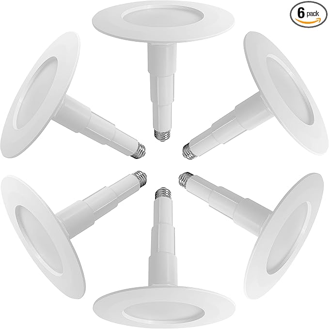 Jolux 6-Pack 5/6" Retrofit LED Recessed Lighting,12W=60W,3000K WarmWhite,800LM,Dimmable Can Lights,ETL,Damp Rated,Simple Installation Adjustable Retrofit Downlight,Bevel Trim,E26 Base
