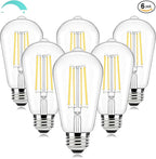 Brightever Dimmable LED Light Bulbs 60W Equivalent, 4000K Neutral White Edison Light Bulb, 7W, 850LM Vintage E26 Base Bulb, 90+CRI, ST58 Clear Glass Antique LED Filament Bulbs for Bathroom, 6-Pack