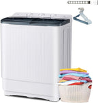 32 lbs Compact Mini Twin Tub Washing Machine with Drying Rack&10 Hangers, 20 lbs Washer Mini Compact Laundry Machine and 12 lbs Spinner, Convenient and Efficient for Dorms, Apartment
