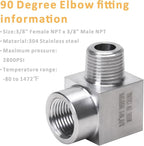 90 Degree Street Elbow - 3/8" NPT Male to 3/8" NPT Female Stainless Steel 304 Heavy Duty Forged Square Barstock Street Elbow Adapter Pipe Fitting (pack of 5)