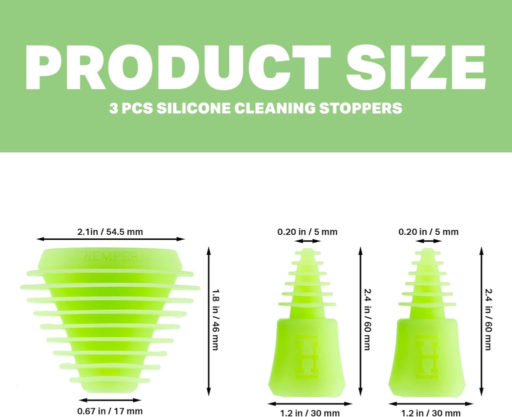 Hemper Plugs + Caps | Universal Cleaning Plugs for Glass Water Pipes & More | Fits Male & Female Joints | Leak-Proof Seal | Hassle-Free Cleaning | Durable, Reusable & Easy to Use - (Glow In The Dark)