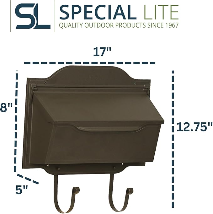 Special Lite Contemporary Horizontal Wall Mount Mailbox - Mocha Aluminum Mailbox for Wall Mount - SHC-1002-MOC