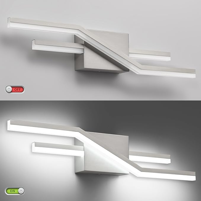 SOLFART Bathroom Light Fixtures Brushed Nickel 24 Inch Dimmable Vanity Lights Modern Led Lights for Bathroom