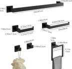 6-Piece Matte Black Bathroom Hardware Accessories Set - 24 Inch Towel Bar Set, SUS304 Stainless Steel Towel Holder Set, Hand Towel Holder, Heavy Duty Wall Mounted Modern Hand Towel Bar for Bathroom