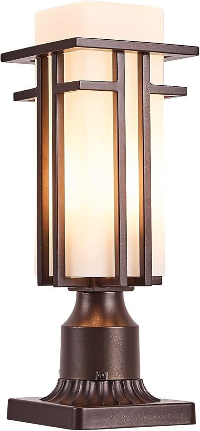 Oil Rubbed Bronze Outdoor Post Lights,Waterproof Pole Mount Light Fixture with Pier Mount Adapter(with 3-Inch Pier Mount Base), Exterior Lamp Post Lantern Head for Yard,Garden Backyard and Porch