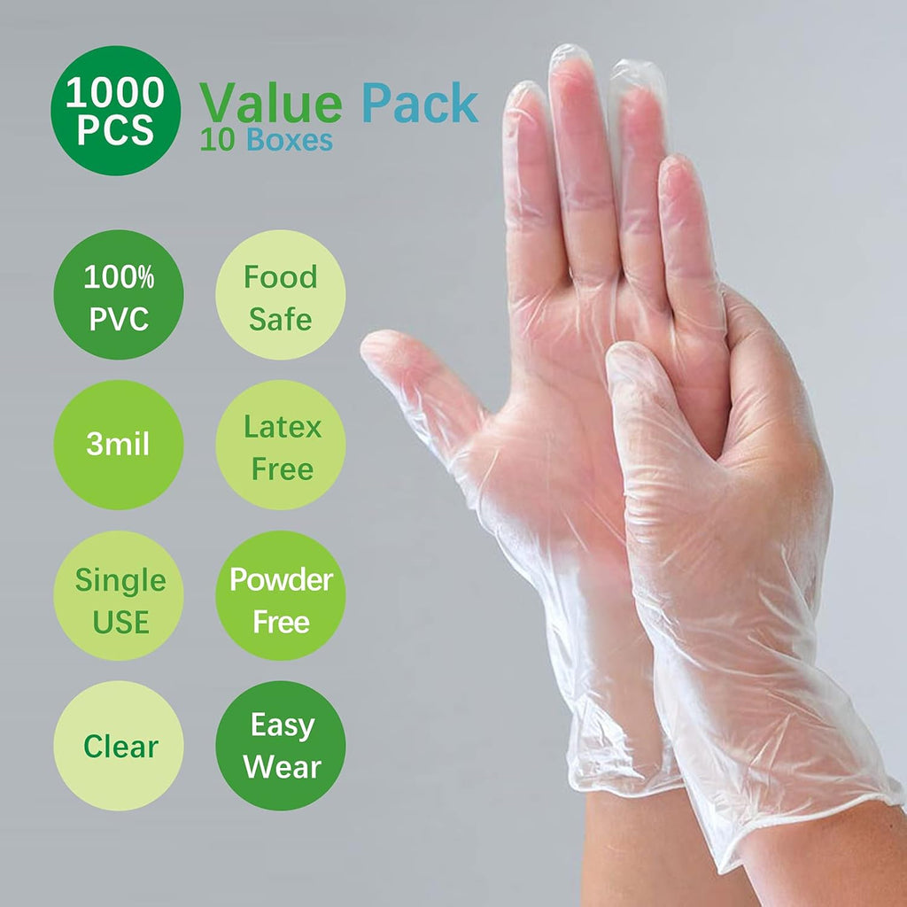 Clear Vinyl Food Safe Disposable Gloves Latex Free Powder Free for Food Prep Handling Cooking Cleaning