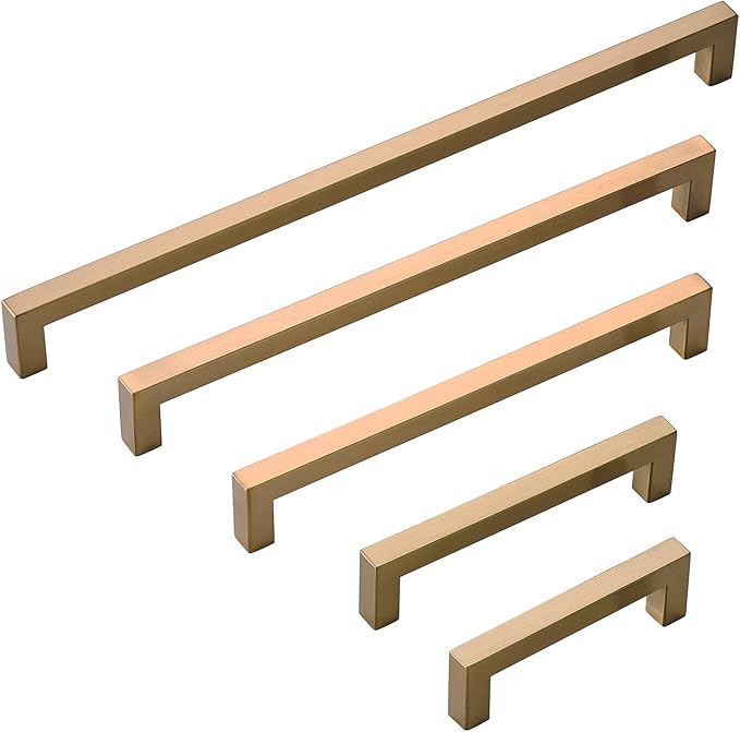 10 Pack Champagne Bronze Cabinet Pulls 10 Inch Modern Square Drawer Handles Dresser Pulls Cupboard Handles Stainless Steel Kitchen Cabinet Hardware