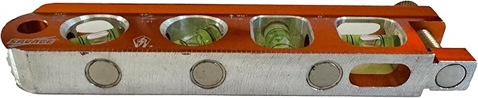 Swanson Tool Co TL041M 6 Inch Savage Magnetic Billet Torpedo Level with Brass Pipe Clamp, 6 Inches and 15 Centimeters Orange