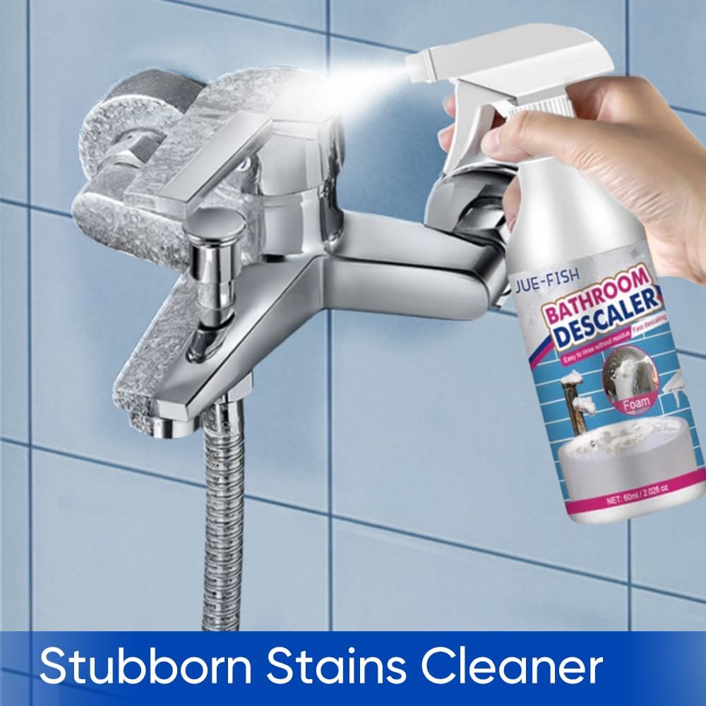 Bathroom Descaler Foam Cleaner: All-In-One Powerful Cleaner Spray - Strong Shower, Bathtub, Glass, Faucet, Tile, and Toilet Cleaner for Stubborn Stains & Limescale Removal (2)