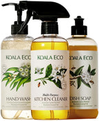 Koala Eco Gift Set of 3 Includes: Kitchen Cleaner, Dish Soap, Hand Wash, Beautifully Packaged - Australian Lemon Eucalyptus, Lemon Myrtle & Rosemary Essential Oil, 16 oz (3 Pack)