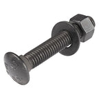 1/2 in. x 3 in. Black Carriage Bolt Kit Includes 12 Bolts, 12 Washers, and 12 Nuts, Ceramic Black Ruspert Coated for Exterior Use - 2X Rust Resistance of Galvanized by Makers Bolt